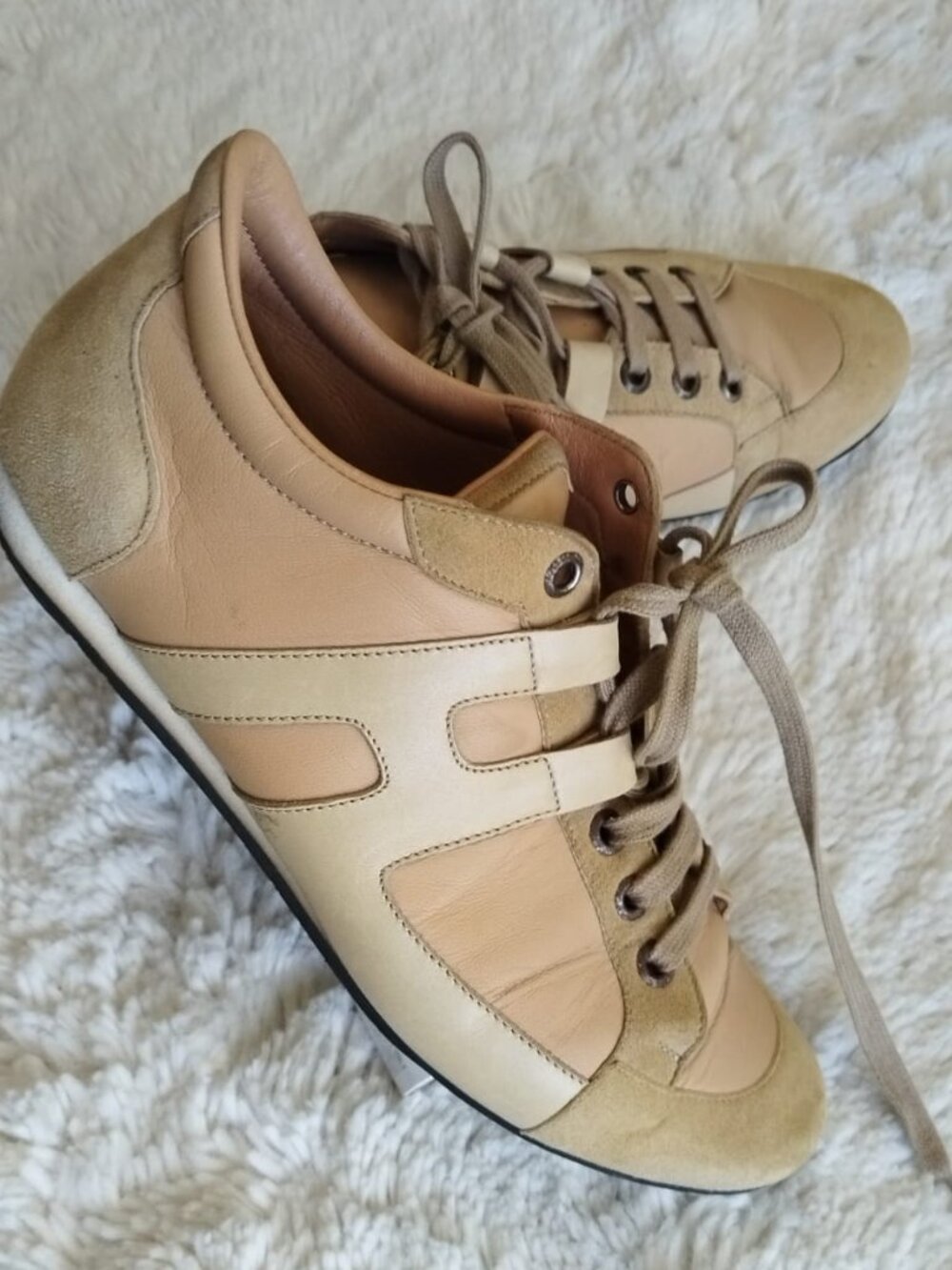 Hermès Quick Beige Leather & Suede Low Top Sneakers  EU 38/US 7.5 Made in Italy